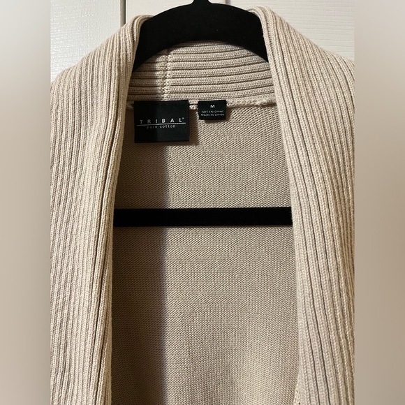 Tribal Pure Cotton Cream Open Cardigan - Picture 3 of 7